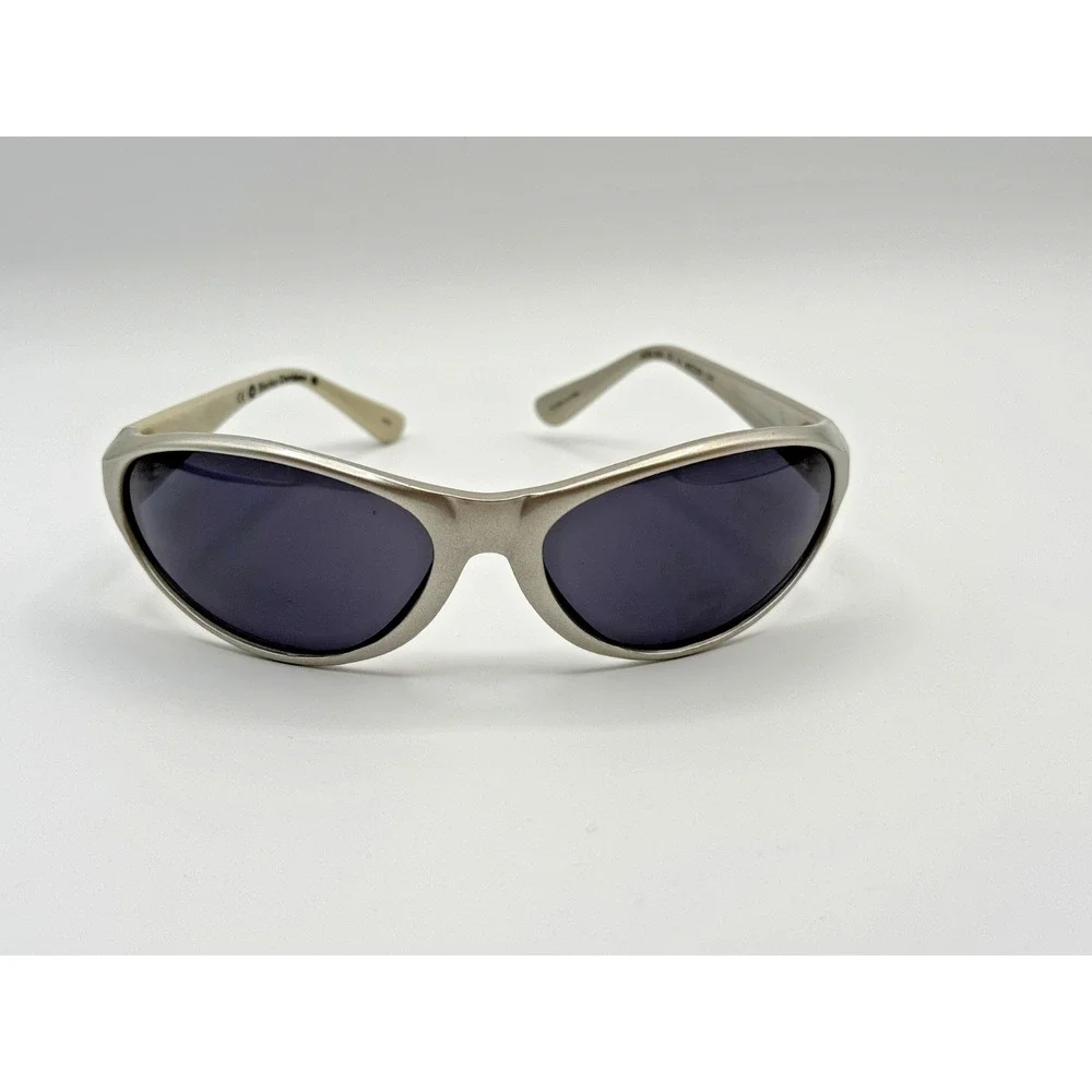 Vintage Y2K Harley-Davidson HDS 355 Wrap Sunglasses Blue Flames Pouch